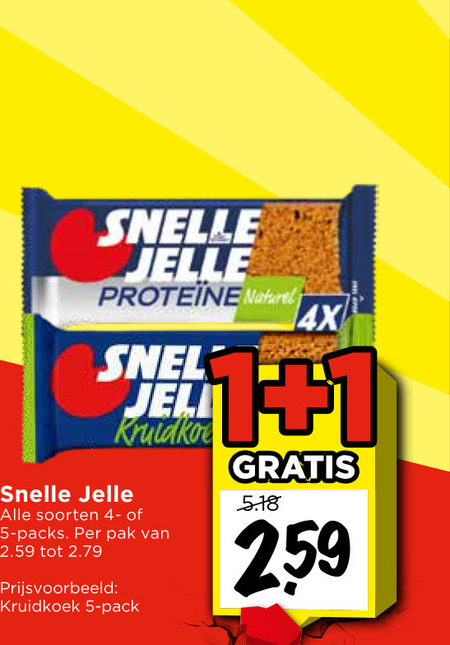 snelle jelle ontbijtkoekrepen 1 5 naturel soorten pak kruidkoek pack 4x folder aanbieding bij Vomar Snelle Jelle ontbijtkoekreep folder aanbieding bij Vomar - details