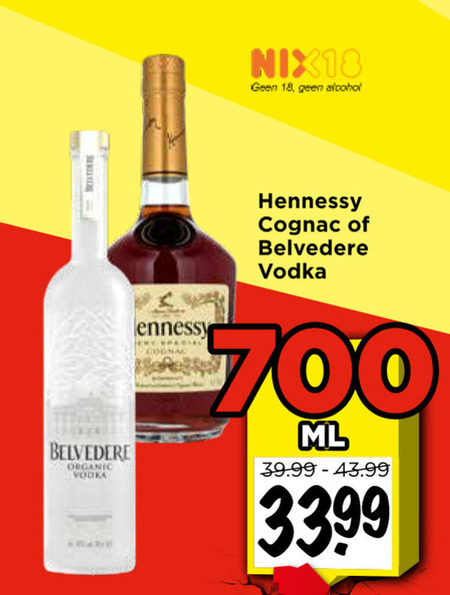 belvedere hennessy wodka cognac 18 700 nix18 alcohol vodka organic ml folder aanbieding bij Vomar Hennessy wodka, cognac folder aanbieding bij Vomar - details