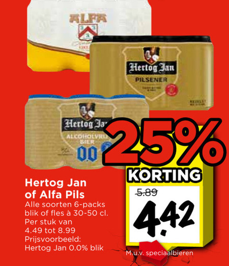6 25 alfa hertog jan pilsener 00 pils soorten blik fles stuk 0.0 speciaalbieren folder aanbieding bij Vomar