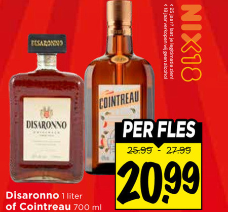 disaronno cointreau likeur 1 18 25 700 2099 liter ml jaar alcohol legitimatie nix18 fles folder aanbieding bij Vomar Cointreau likeur folder aanbieding bij Vomar - details