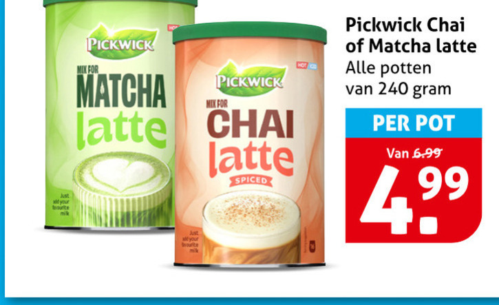 pickwick thee 240 just your mix for latte chai spiced hot potten pot folder aanbieding bij Hoogvliet Pickwick thee folder aanbieding bij Hoogvliet - details