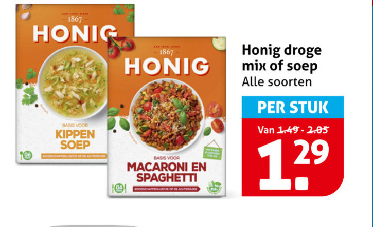 honig soep 90 1867 basis kippen macaroni spaghetti droge mix soorten stuk folder aanbieding bij Hoogvliet Honig soep folder aanbieding bij Hoogvliet - details