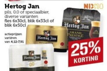 hertog jan blikjes bier 25 pils 0.0 speciaalbier fles blik 4 nix18 grand prestige folder aanbieding bij Coop Hertog Jan blikje bier folder aanbieding bij Coop - details