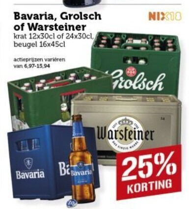 warsteiner bavaria grolsch krat bier 25 24x30cl beugel 6 nix18 be folder aanbieding bij Coop Warsteiner krat bier folder aanbieding bij Coop - details