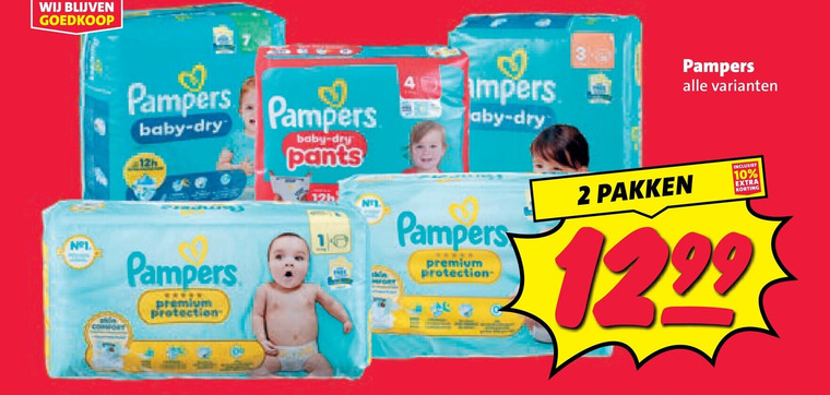 pampers luiers luierbroekjes 2 10 baby dry pants pakken premium protection nel thin folder aanbieding bij Nettorama Pampers luiers, luierbroekjes folder aanbieding bij Nettorama - details