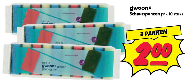 Gwoon   schuursponsjes folder aanbieding bij  Nettorama - details