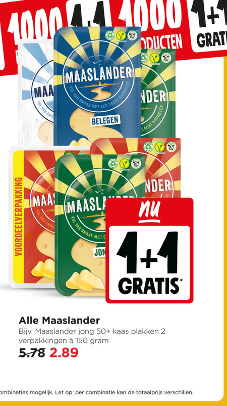 maaslander kaasplakken kaas 1 2 150 zacht karakter belegen r jong 50 combinaties let combinatie folder aanbieding bij Jumbo Maaslander kaas, kaasplakken folder aanbieding bij Jumbo - details