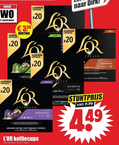 Douwe Egberts L Or   koffiecups folder aanbieding bij  Dirk - details
