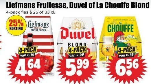 duvel la chouffe liefmans speciaalbieren 4 25 33 fruitesse blond pack fles 5 99 6 folder aanbieding bij Dirk Duvel speciaalbier folder aanbieding bij Dirk - details