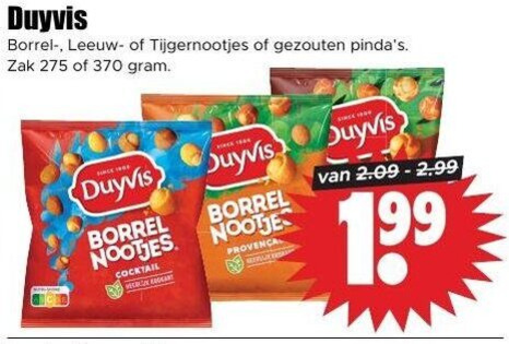 duyvis borrelnootjes borrel tijgernootjes gezouten zak nootjes cocktail folder aanbieding bij Dirk Duyvis borrelnootjes folder aanbieding bij Dirk - details