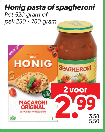 honig pasta macaroni pastasaus 2 100 spagheroni pot pak vernieuwd original favoriet nederland folder aanbieding bij Dekamarkt Honig macaroni, pastasaus folder aanbieding bij Dekamarkt - details
