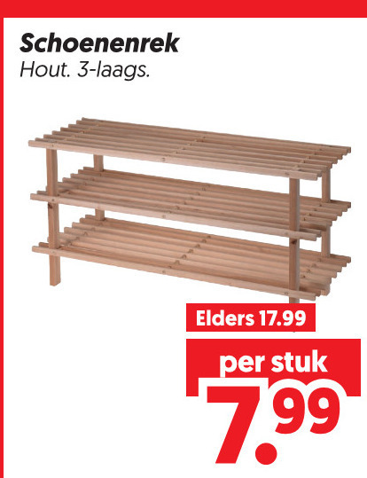 schoenenrek 3 hout elders stuk folder aanbieding bij Dekamarkt