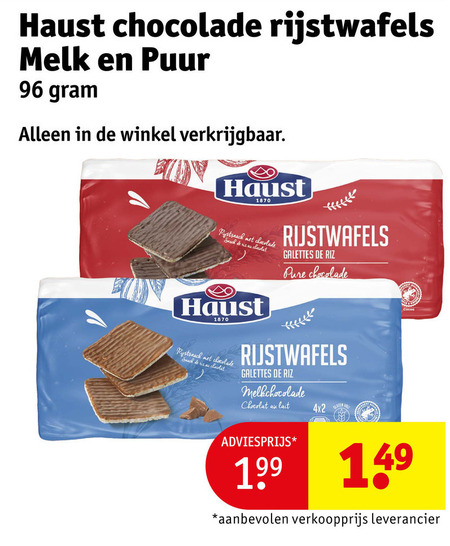 rijstwafels 96 1870 haust chocolade melk puur chocolat galettes riz sa melkchocolade lait folder aanbieding bij Kruidvat