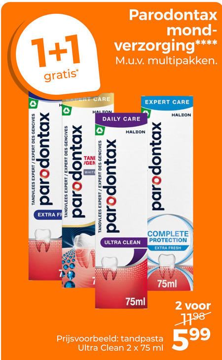 Paradontax   tandpasta folder aanbieding bij  Trekpleister - details