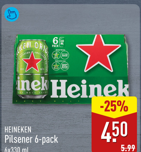 heineken blikjes bier 6 100 330 450 b130 honneur orig pack ml draagt teelt groene energie pilsener 5.99 folder aanbieding bij Aldi Heineken blikje bier folder aanbieding bij Aldi - details