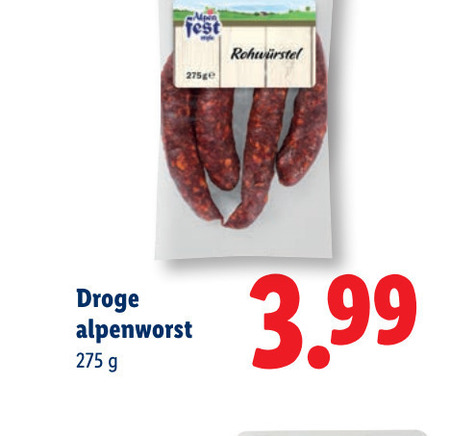 droge worst 3.99 folder aanbieding bij Lidl