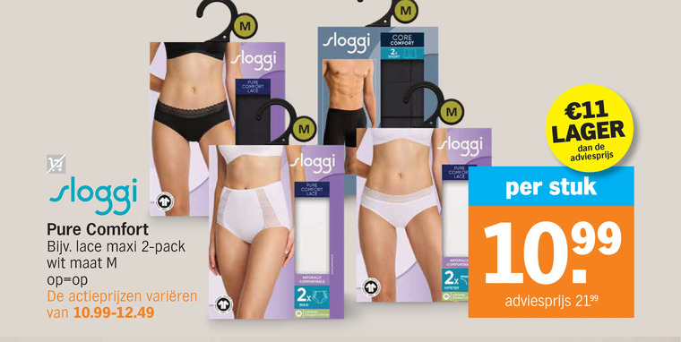 sloggi hipster damesslips 2 11 core comfort lace maxi pack wit maat varieeren naturally 2x comfortabel stuk folder aanbieding bij Albert Heijn