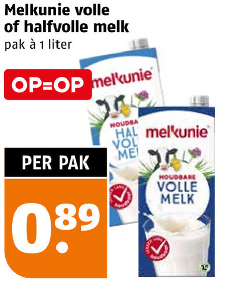 melkunie melk 1 volle halfvolle pak liter hal houdbare folder aanbieding bij Poiesz Melkunie melk folder aanbieding bij Poiesz - details