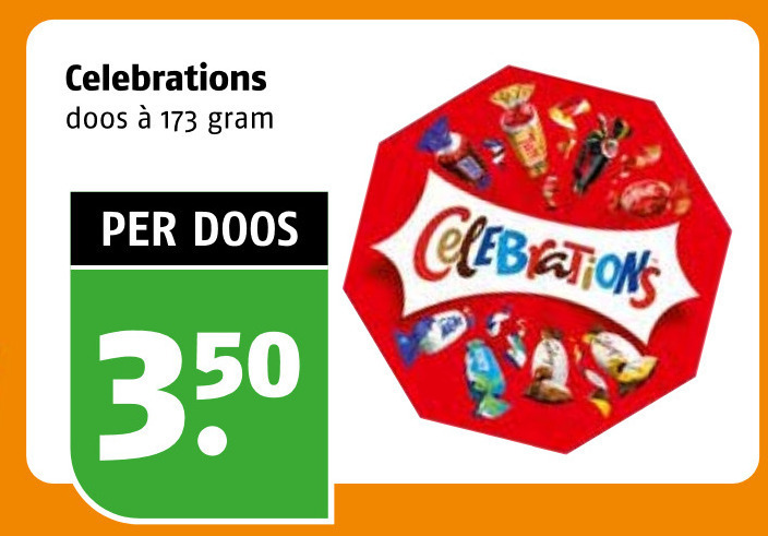 celebrations mini chocoladerepen 350 doos folder aanbieding bij Poiesz Celebrations mini chocoladerepen folder aanbieding bij Poiesz - details