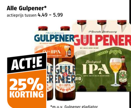 gulpener blikjes bier speciaalbieren 25 actieprijs 5.99 biologisch gul m.u.v gladiator folder aanbieding bij Poiesz Gulpener speciaalbier, blikje bier folder aanbieding bij Poiesz - details