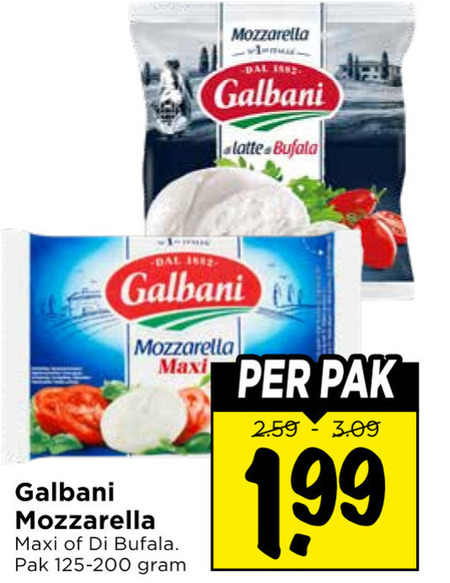 Galbani   mozzarella folder aanbieding bij  Vomar - details