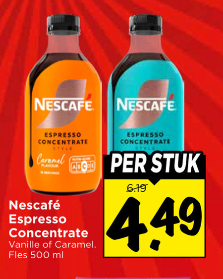 nescafe koffieconcentraat 500 espresso concentrate style caramel vanille fles ml stuk folder aanbieding bij Vomar Nescafe koffieconcentraat folder aanbieding bij Vomar - details