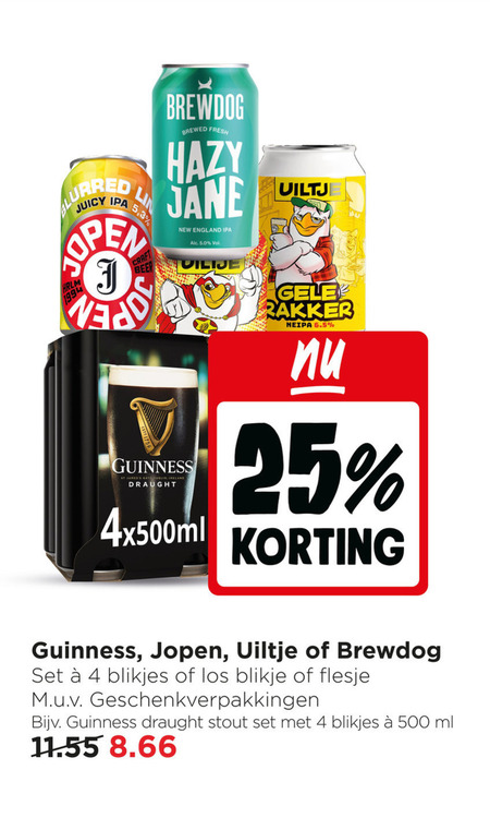 brewdog jopen guinness uiltje speciaalbieren 4 25 500 blurred juicy 5 3 open craft beer brewed fresh jane gate dublin new england gele rakker blikjes blikje flesje geschenkverpakkingen stout ml folder aanbieding bij Jumbo Uiltje speciaalbier folder aanbieding bij Jumbo - details