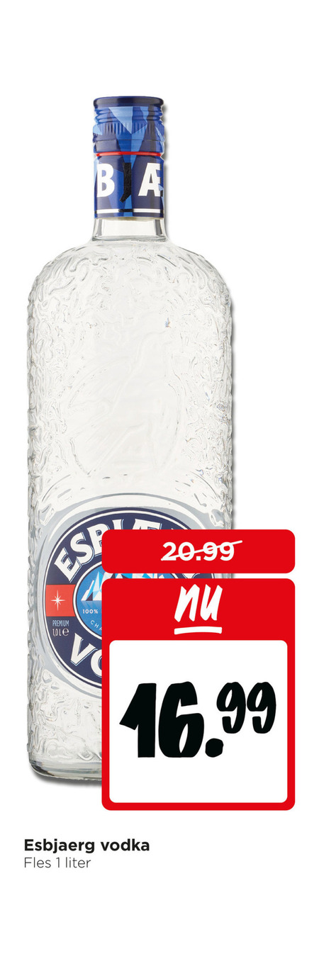 esbjaerg wodka 1 100 premium le vodka fles liter folder aanbieding bij Jumbo Esbjaerg wodka folder aanbieding bij Jumbo - details