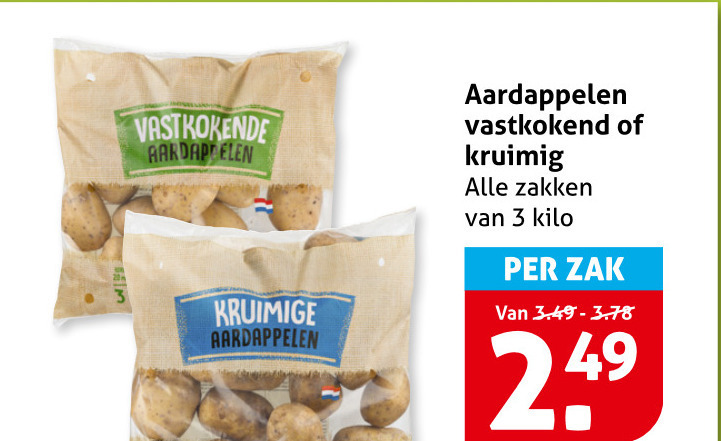 aardappelen 3 vastkokende kruimige vastkokend kruimig zakken kilo zak folder aanbieding bij Hoogvliet