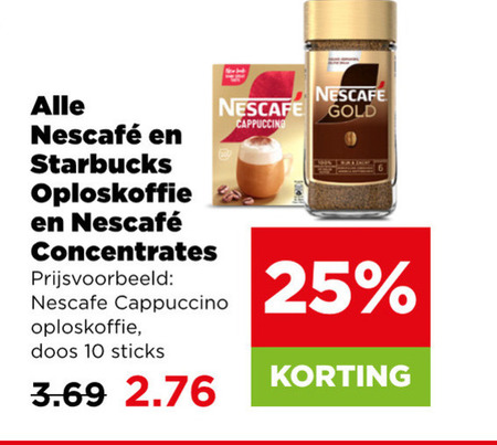 starbucks nescafe koffieconcentraat oploskoffie 10 25 gold cappuccino doos sticks folder aanbieding bij Plus Nescafe koffieconcentraat, oploskoffie folder aanbieding bij Plus - details