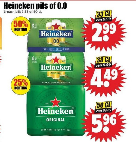 Heineken 0.0   blikje bier folder aanbieding bij  Dirk - details