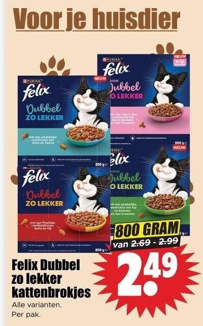 felix kattenvoer huisdier purina dubbel like combinatie kattenbrokjes pak ge rina folder aanbieding bij Dirk Felix kattenvoer folder aanbieding bij Dirk - details