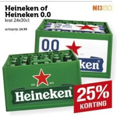 heineken 0.0 krat bier 25 24x30cl actieprijs 14 99 folder aanbieding bij Coop Heineken krat bier folder aanbieding bij Coop - details
