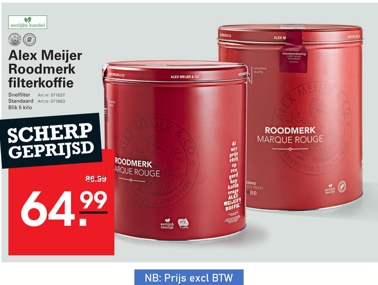 Alex Meijer   koffie folder aanbieding bij  Sligro - details