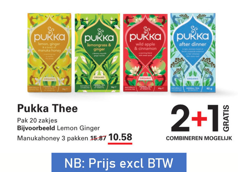 pukka thee 1 2 3 20 40 lemon ginger touch manuka honey lemongrass after dinner wild apple cinnamon organic herbal tea pak zakjes pakken combineren folder aanbieding bij Sligro Pukka thee folder aanbieding bij Sligro - details