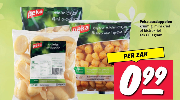 aardappelen 600 peka minikrieltjes mini bistro kruimig kriel zak kruimige koken ge gekruid folder aanbieding bij Nettorama