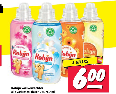 robijn wasverzachter 2 10 16 600 classica classics sensation jasmijn flacon ml lever stuks folder aanbieding bij Nettorama Robijn wasverzachter folder aanbieding bij Nettorama - details