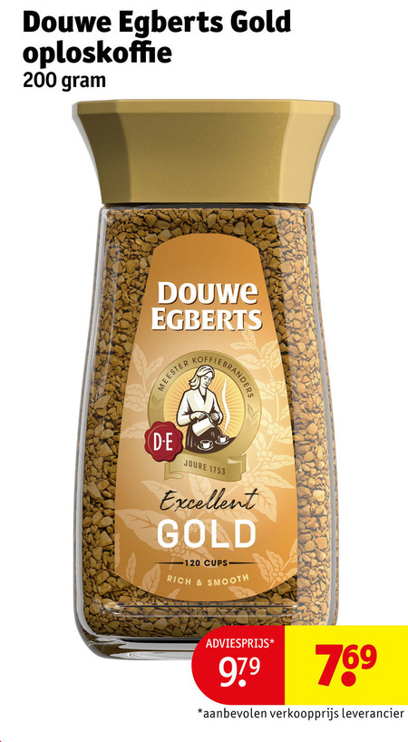 douwe egberts oploskoffie 120 200 gold meester koffiebranders joure excellent cups smooth folder aanbieding bij Kruidvat Douwe Egberts oploskoffie folder aanbieding bij Kruidvat - details