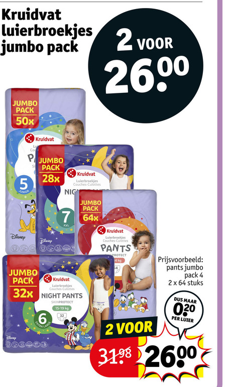kruidvat huismerk luierbroekjes 2 4 5 6 7 32 64 jumbo pack junior lu disney culottes xxl pants protect night large skinprotect stuks luier folder aanbieding bij Kruidvat Kruidvat Huismerk luierbroekjes folder aanbieding bij Kruidvat - details