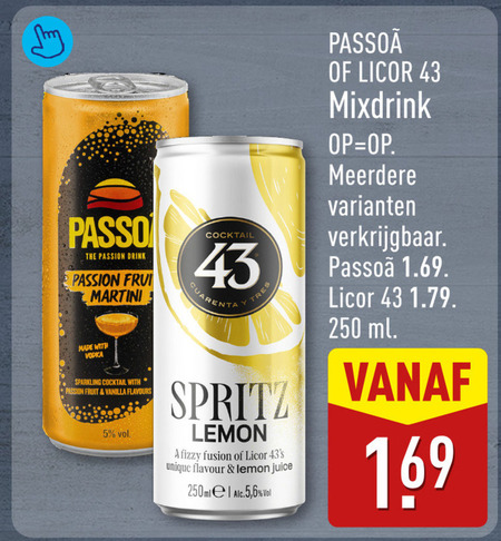 mixdrank 5 250 passion drink martini with vodka sparkling cocktail fruit vanilla flavours cuarenta tres spritz lemon fizzy fusion licor unique flavour juice 250ml 6 mixdrink meerdere ml folder aanbieding bij Aldi