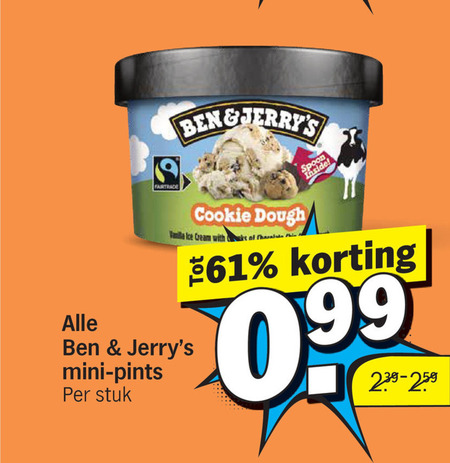 ben and jerrys ijsbekers fairtrade spoon inside cookie dough vanilla ice cream with mini pints stuk folder aanbieding bij Albert Heijn Ben and Jerrys ijsbekers folder aanbieding bij Albert Heijn - details