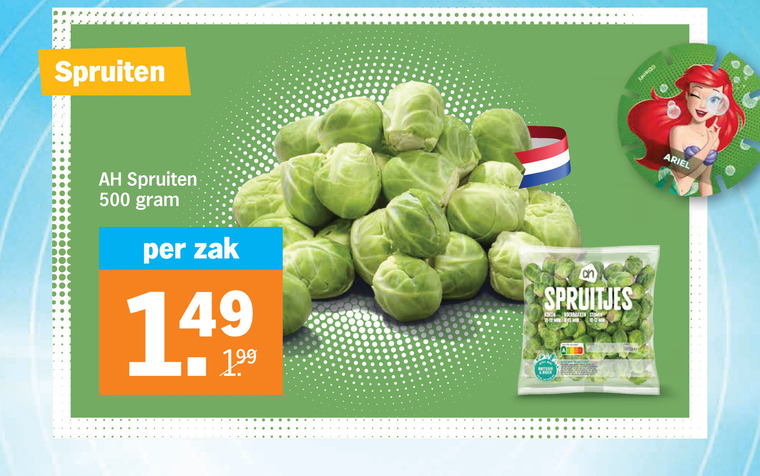 spruitjes 500 spruiten zak min ariel folder aanbieding bij Albert Heijn