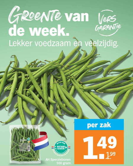 sperziebonen 30 100 500 vers week voedzaam beter natuur boer zak folder aanbieding bij Albert Heijn