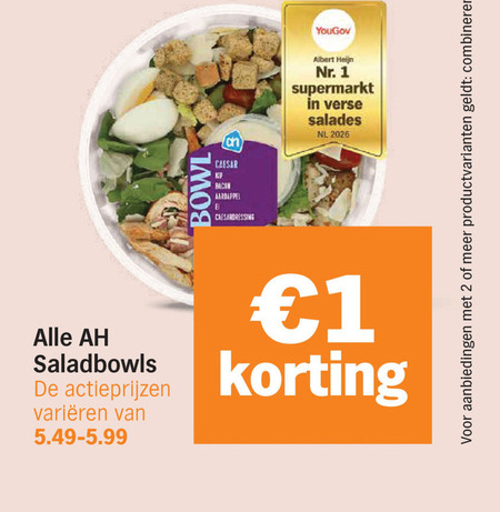 maaltijdsalade 1 2 albert supermarkt verse salades nl varieeren bowl caesar kip aardappel caesardressing productvarianten combineren folder aanbieding bij Albert Heijn