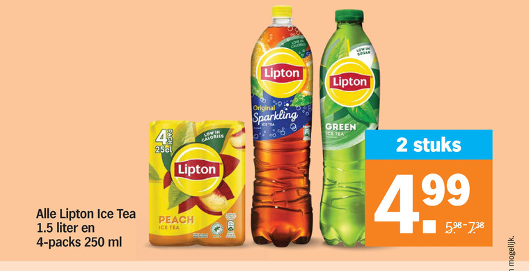 lipton ice tea 2 4 250 pack liter ml peach calories sugar original sparkling green stuks folder aanbieding bij Albert Heijn Lipton ice tea folder aanbieding bij Albert Heijn - details
