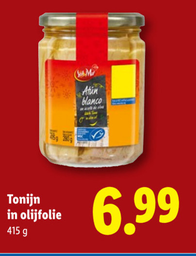 tonijn in blik olijfolie blanco folder aanbieding bij Lidl