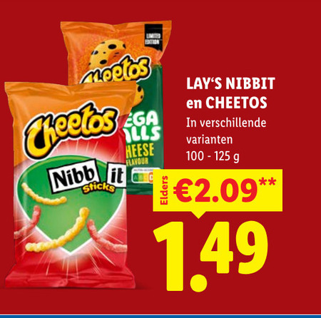 lays cheetos zoutjes 100 nibbit sticks flavour folder aanbieding bij Lidl Lays zoutje folder aanbieding bij Lidl - details