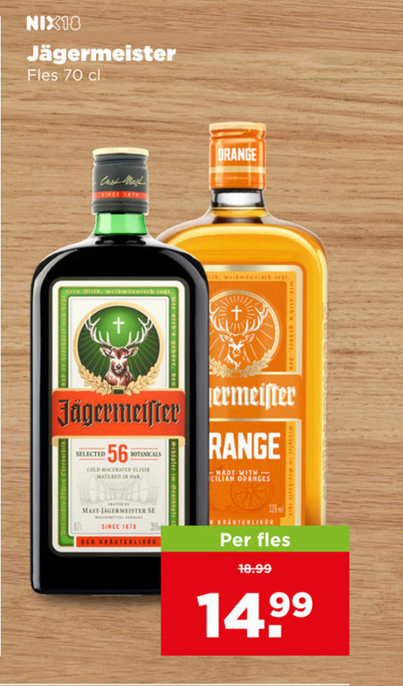 Jagermeister   kruidenbitter folder aanbieding bij  Plus - details