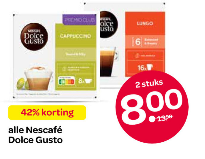 nescafe dolce gusto capsules 2 6 42 premio club lungo cappuccino 16x stuks folder aanbieding bij Spar Nescafe dolce gusto capsules folder aanbieding bij Spar - details
