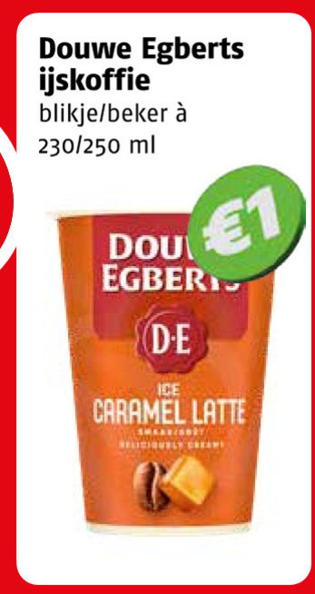 douwe egberts ijskoffie 1 blikje beker 250 ml ice caramel latte folder aanbieding bij Poiesz Douwe Egberts ijskoffie folder aanbieding bij Poiesz - details